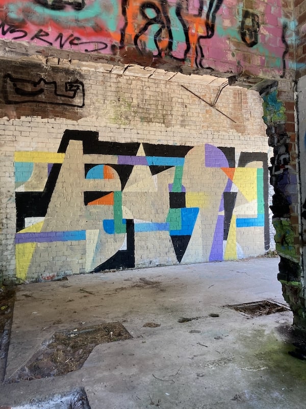 Abstract mural artwork created in Cornwall