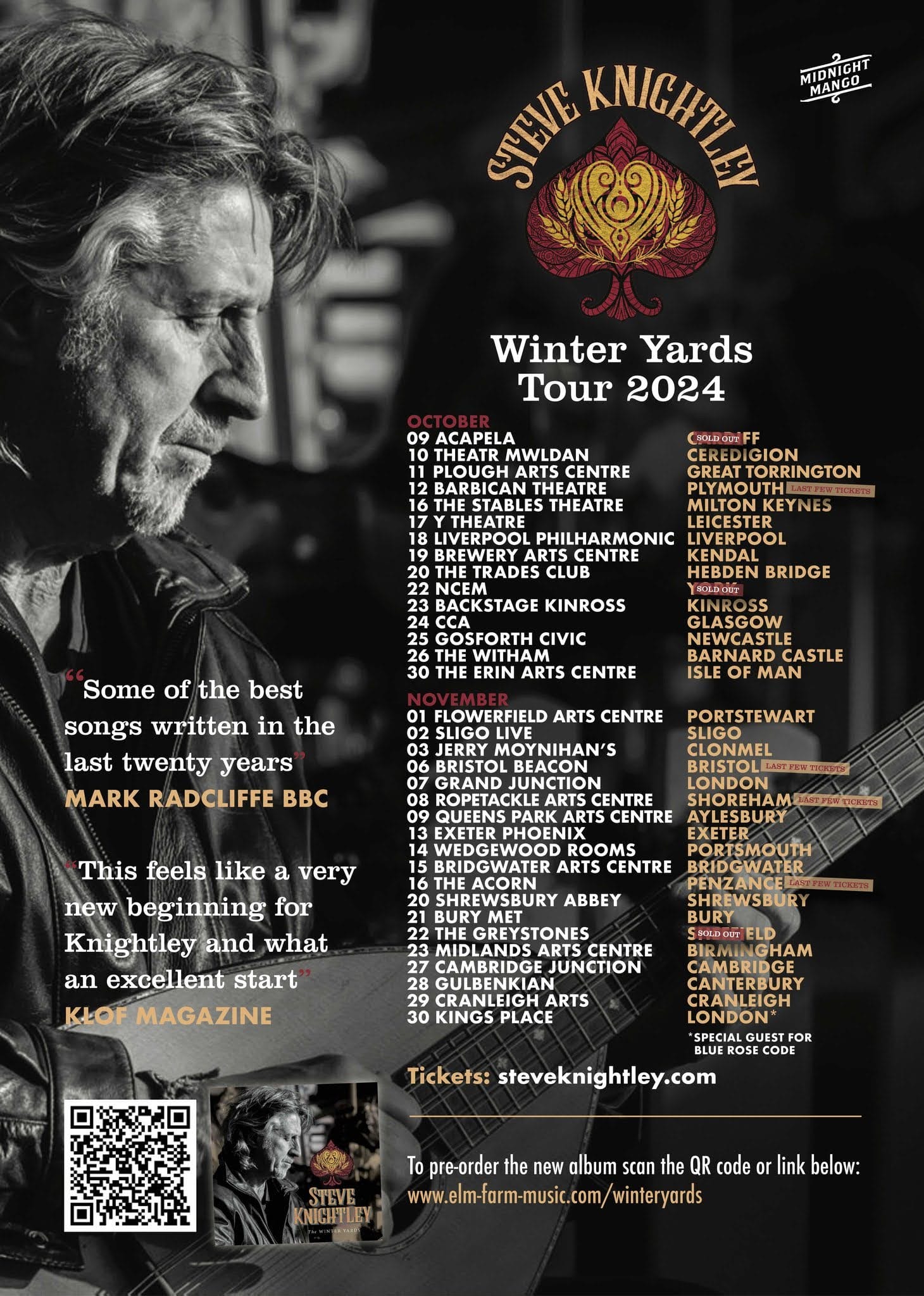 Tour poster design for Steve Knightley